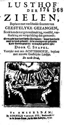 Titelpagina van de 'Lusthof der Zielen' door Claas Stapel, 1726.