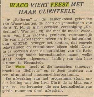 Krantenbericht over het feest in Amsterdam in 1938.
