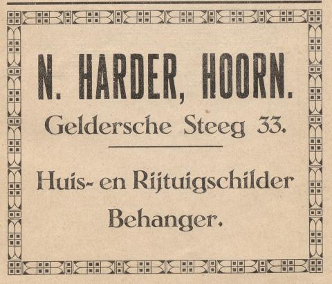 advertentie - N. Harder - Huis-en Rijtuigschilder