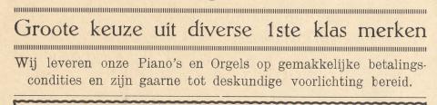 advertentie - H. Steeman  -  Piano's en Orgels