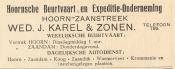 advertentie - Hoornsche Beurtvaart en Expeditie-Onderneming Wed. J. Karel & Zonen