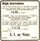 advertentie - S. I. de Vries