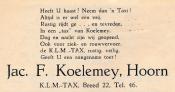 advertentie - Jac. F, Koelemey