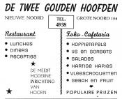 advertentie - DE TWEE GOUDEN HOOFDEN