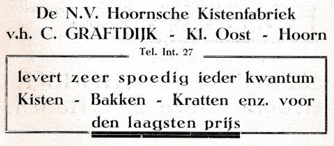 advertentie - De N.V. Hoornsche Kistenfabriek v.h. C. Graftdijk