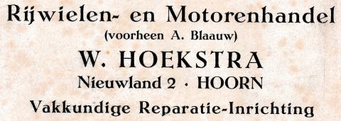 advertentie - Rijwielen-en Motorenhandel W. Hoekstra