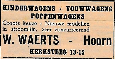 advertentie - Kinderwagens - Vouwwagens - Poppenwagens W. Waerts