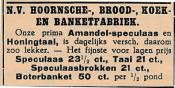 advertentie - N.V. Hoornsche-, Brood- koek en banketfabriek
