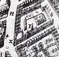 Op de kaart van Velius (1615) is het oude Cecilia-klooster (Y) duidelijk te herkennen.